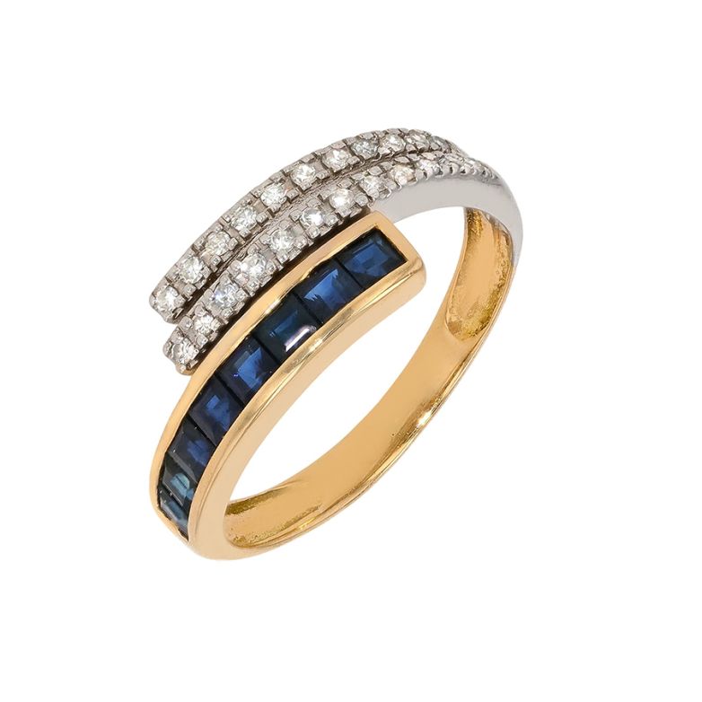 Bague saphirs 0.48 carat et diamants 0.34 carat 2 ors 2.43g Comme neuf -  reconditionné disponible sur Gemme Les Bijoux